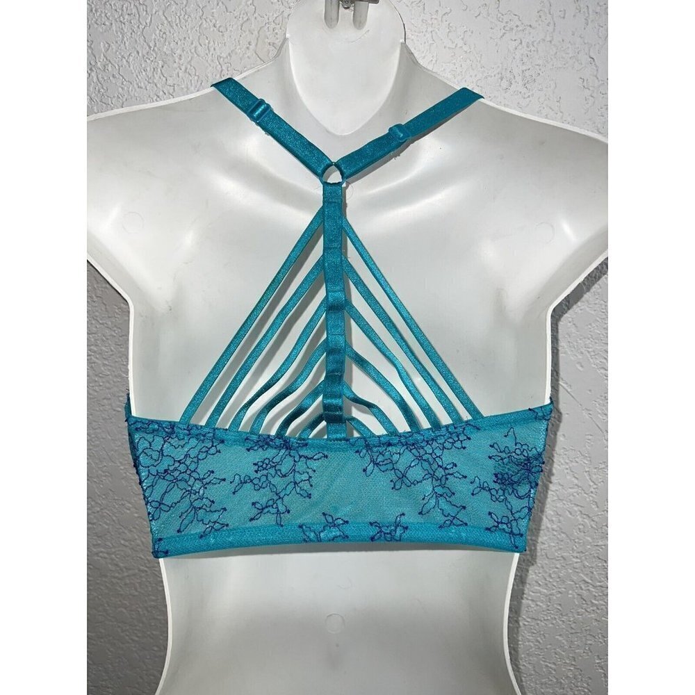 VICTORIA Secret Lace Turquoise Very Sexy Push-Up Bra 32DDD Strapped Back B - Picture 1 of 7